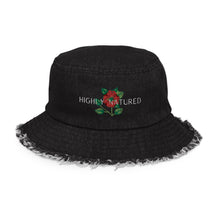 Load image into Gallery viewer, Scarlet Begonia Distressed Denim Bucket Hat