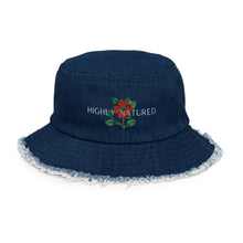 Load image into Gallery viewer, Scarlet Begonia Distressed Denim Bucket Hat