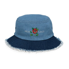 Load image into Gallery viewer, Scarlet Begonia Distressed Denim Bucket Hat