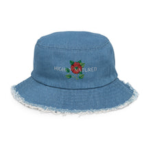 Load image into Gallery viewer, Scarlet Begonia Distressed Denim Bucket Hat